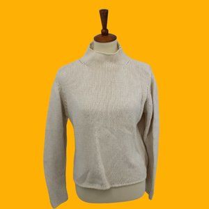 Vintage Cotton Knit Faux Turtleneck Long Sleeve Sweater M
